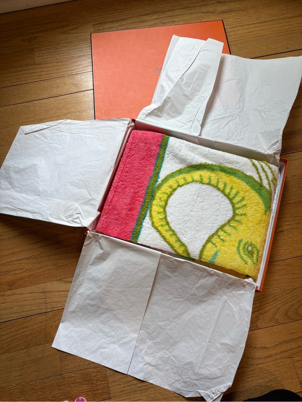 Hermès Paris Pink & Yellow Vintage Beach Towel